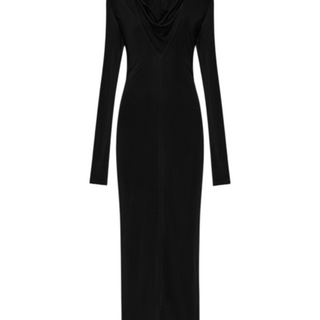 Draped V-neck dress black