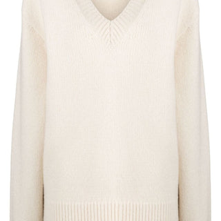 Dropped-shoulder V-neck jumper