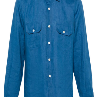 Classic-collar linen shirt