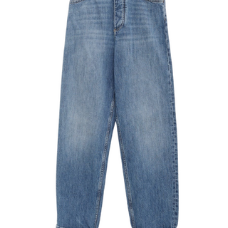 Vintage indigo denim turn-up hem trousers