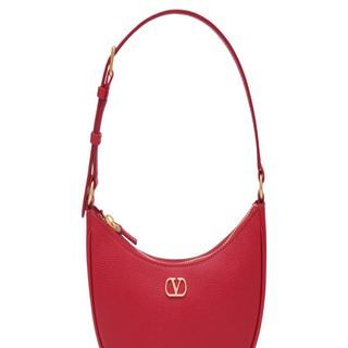 Red leather Vlogo Signature mini hobo bag
