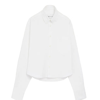 White Cotton Cropped Embossed Ami De Coeur Shirt