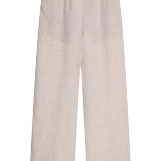 Brunello Cucinelli Linen Baggy Cropped Trousers With Shiny Cuffs