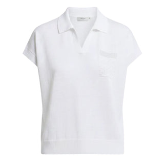 Cotton linen polo-style sweater