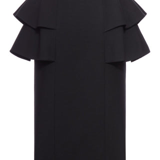 Wool and silk crepe midi skirt