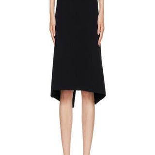 Black Dipped Knit Midi Skirt