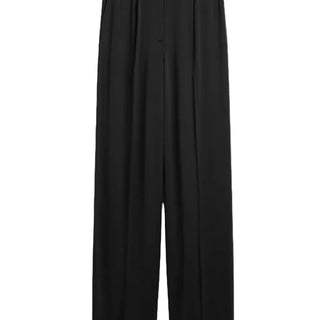 Wide satin trousers black