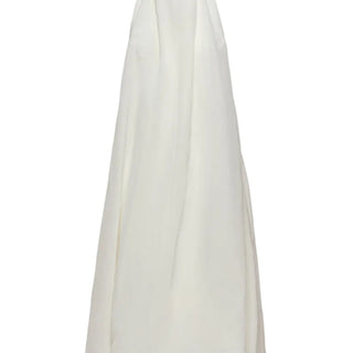 Open-back halterneck balloon dress in white
