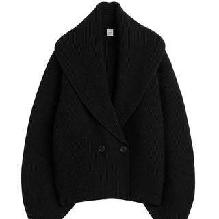 Shawl-lapel cardigan black