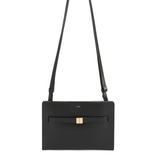 Belted leather crossbody black