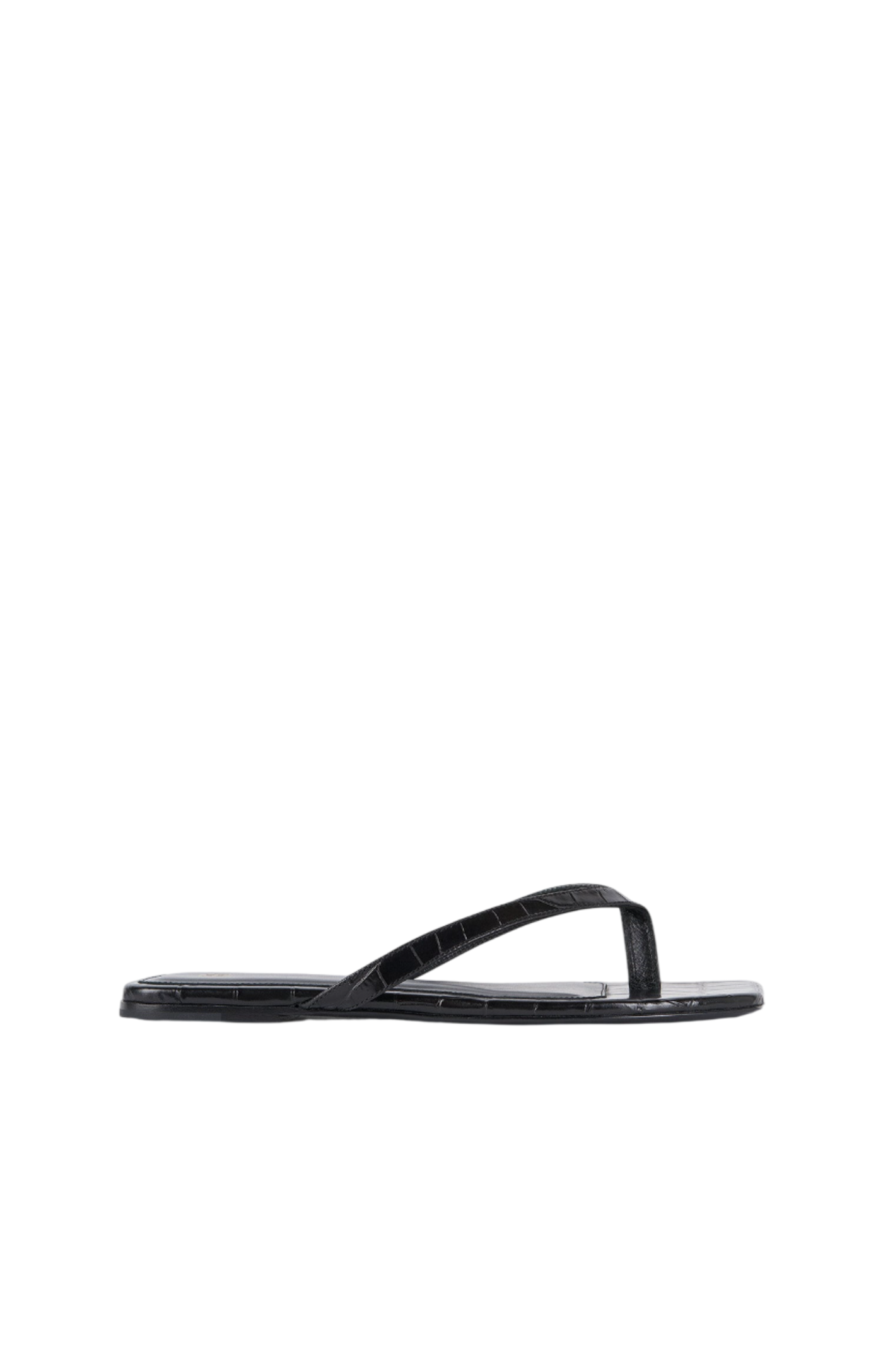 Cargar imagen en el visor de la galería, Croco-embossed flip flops black