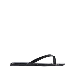 Croco-embossed flip flops black
