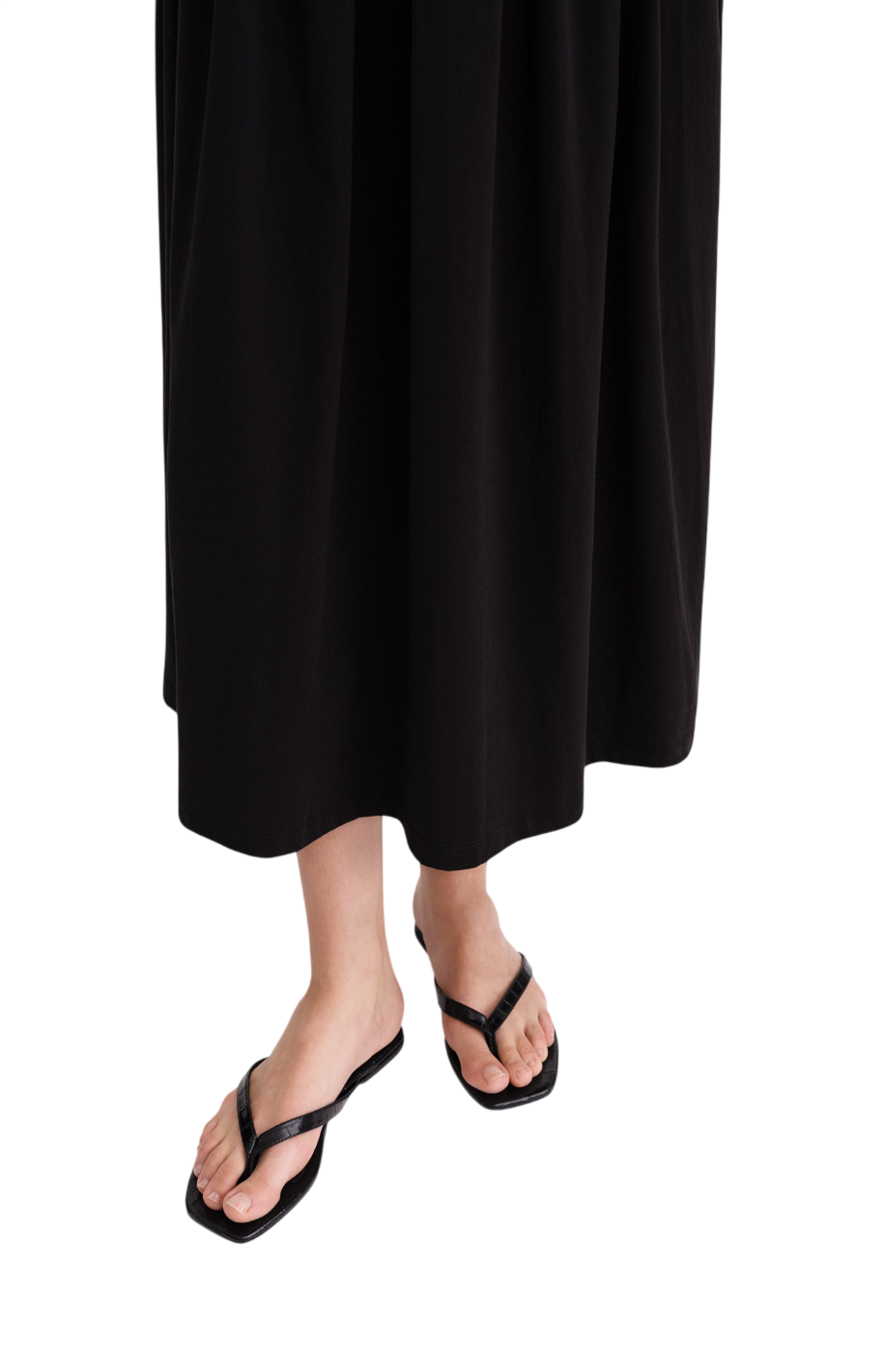 Cargar imagen en el visor de la galería, Croco-embossed flip flops black