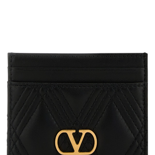 Black nappa leather Quiltie 67 card holder