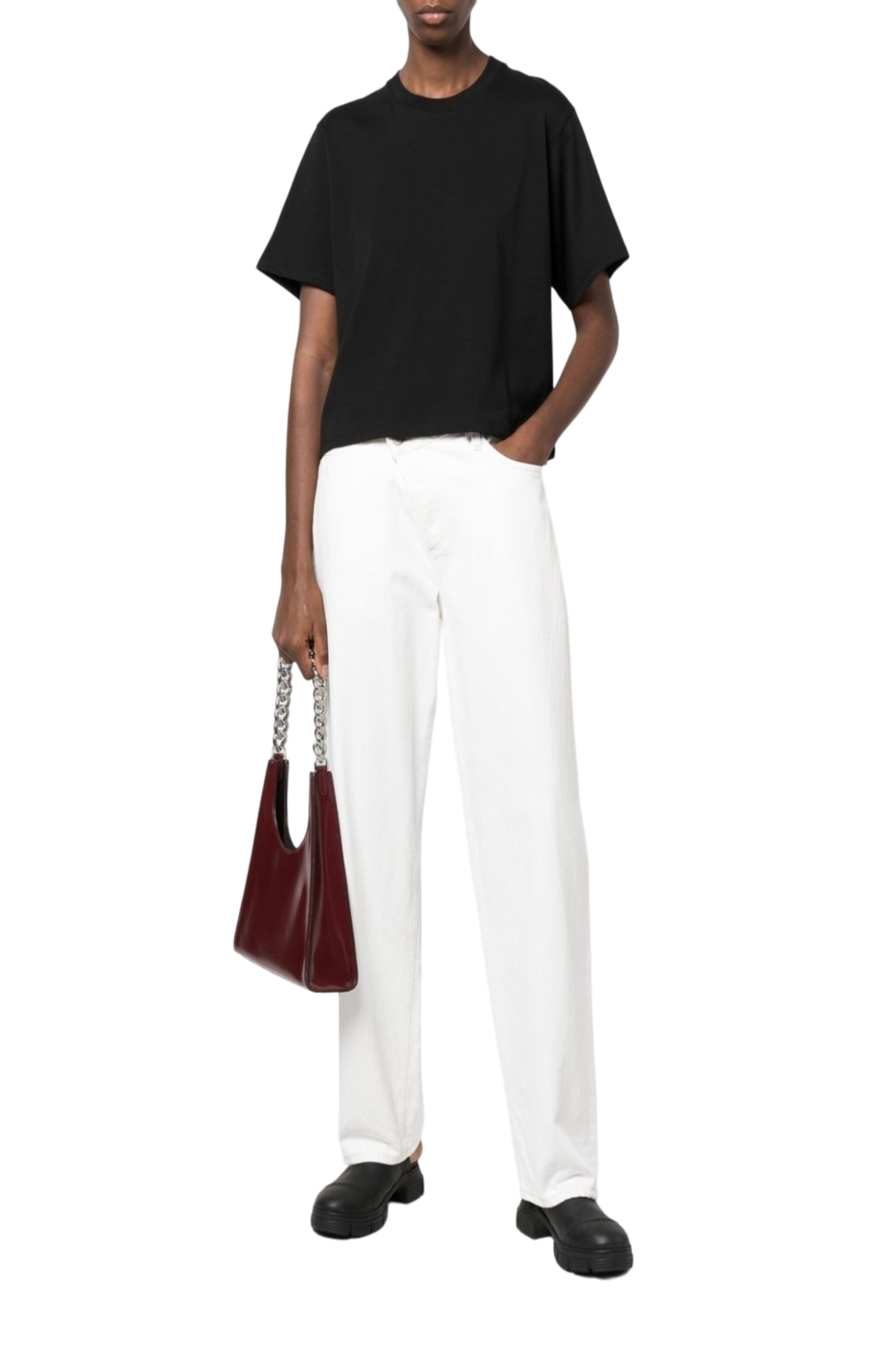 Cargar imagen en el visor de la galería, Crew-neck straight-hem T-shirt