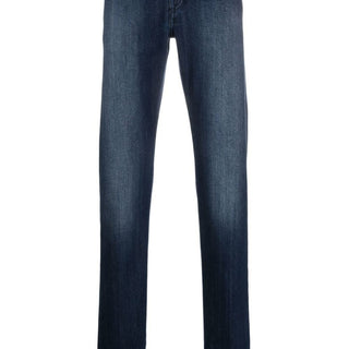 Dark-wash straight-leg jeans