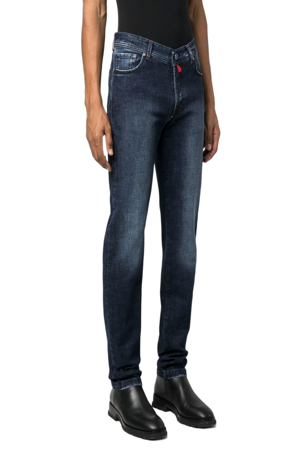 Load image into Gallery viewer, Dark-wash straight-leg jeans
