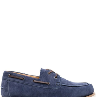 Lace-up suede boat shoes