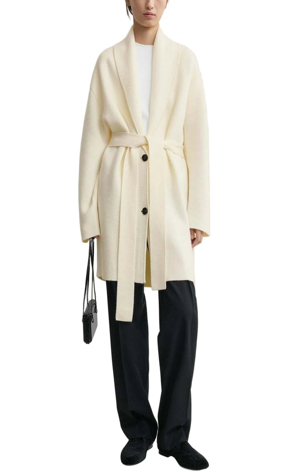Load image into Gallery viewer, Shawl-lapel robe ecru