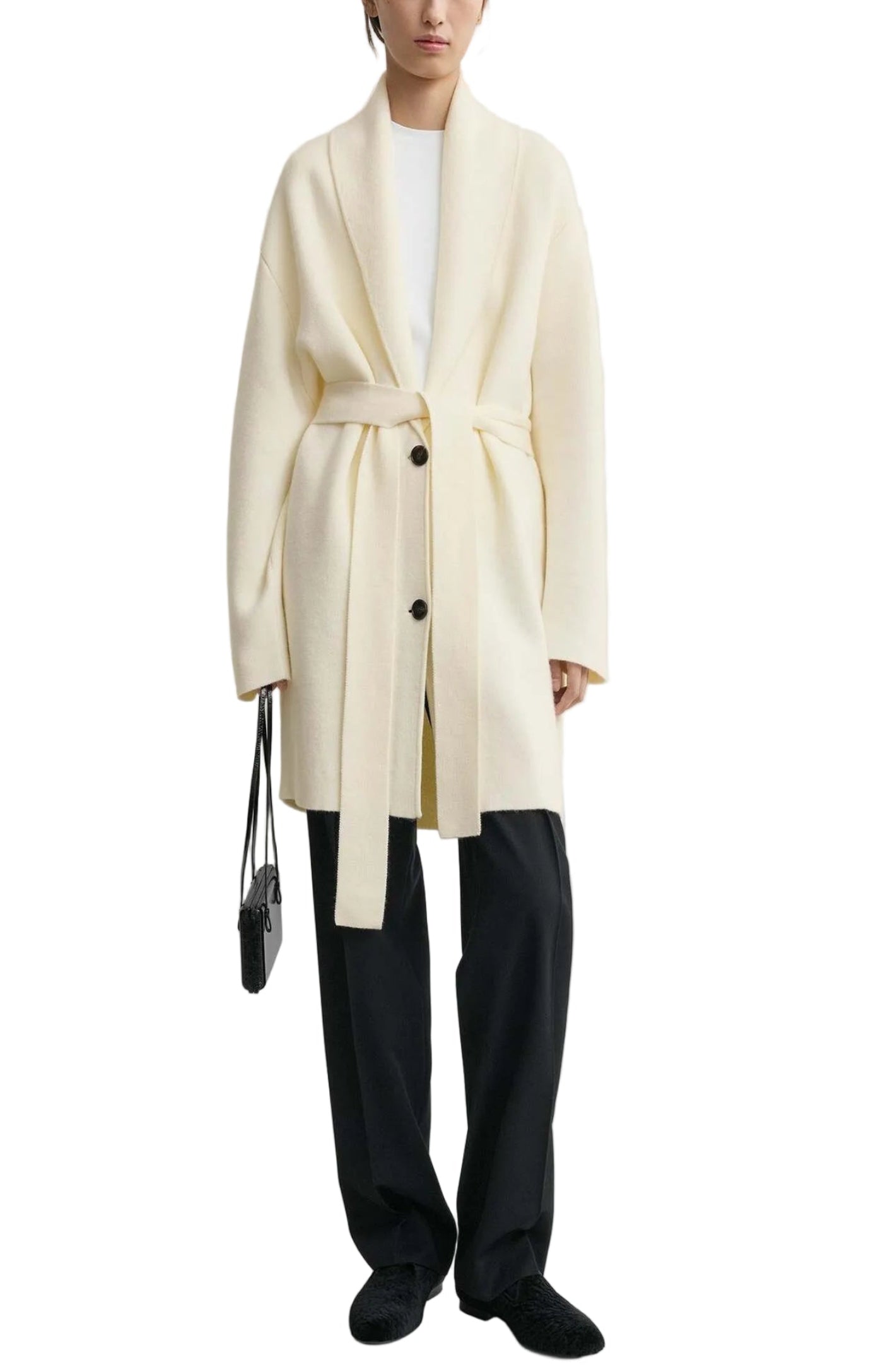 Cargar imagen en el visor de la galería, Shawl-lapel robe ecru