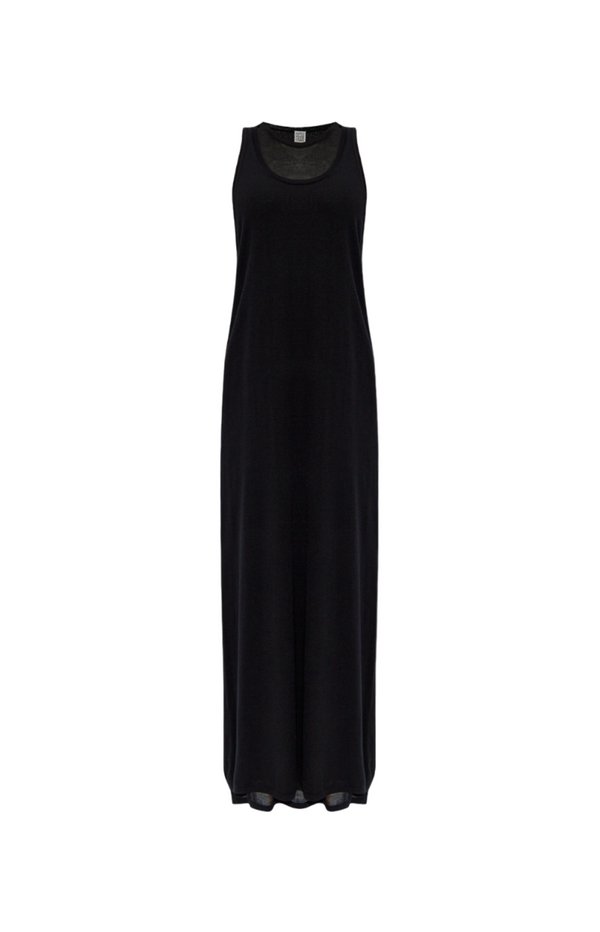 Load image into Gallery viewer, Layered knit tank dress black