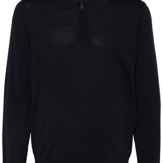 Brioni zip-fastening wool polo shirt