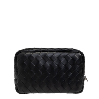 Black leather handbag