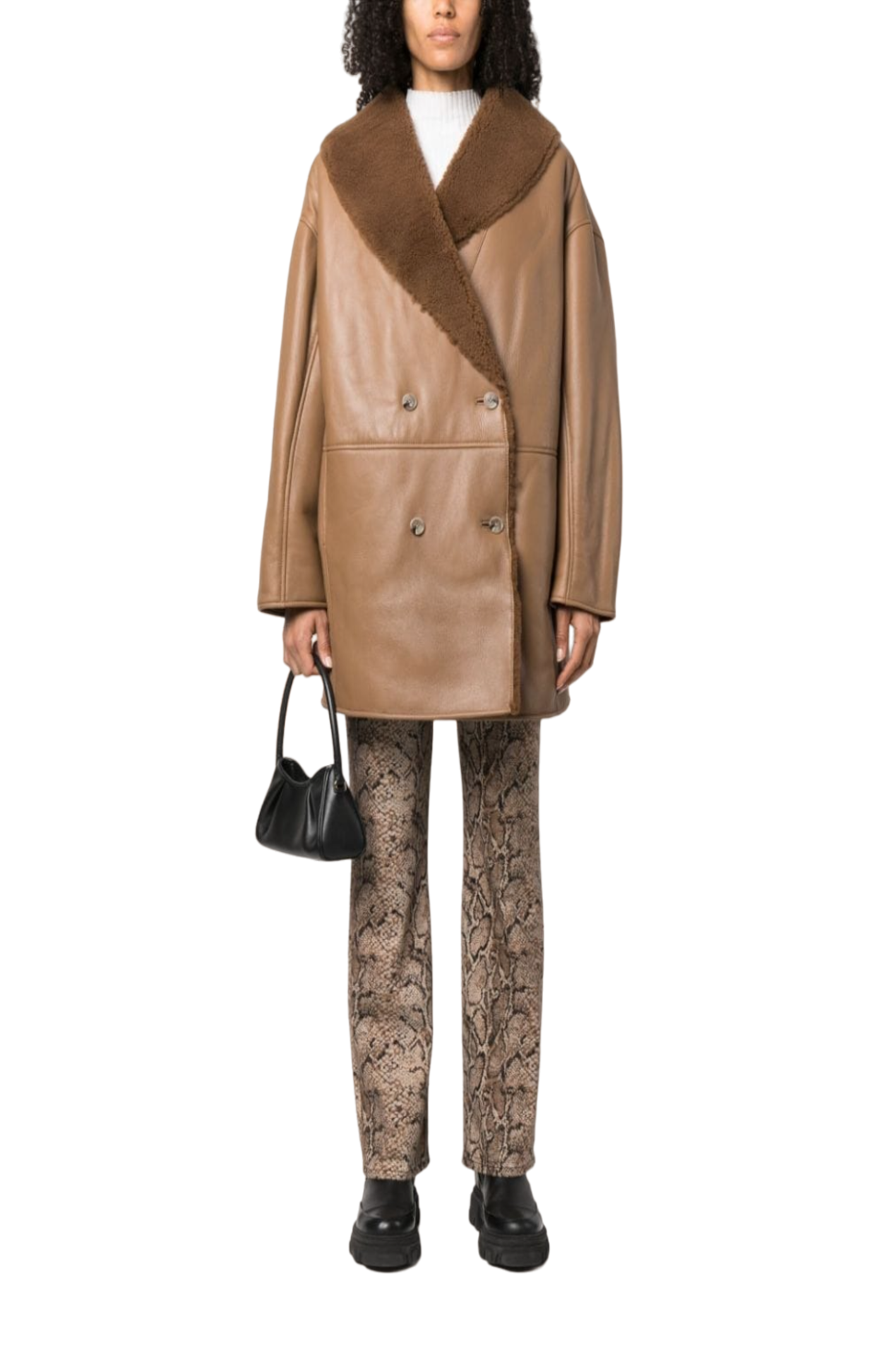 Load image into Gallery viewer, Namo double-breasted shearling-lined coat