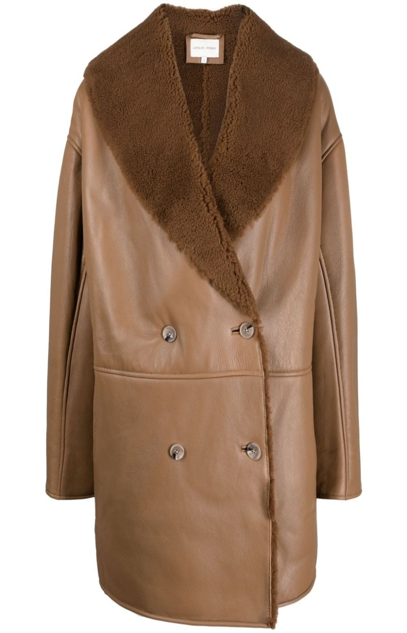 Load image into Gallery viewer, Namo double-breasted shearling-lined coat