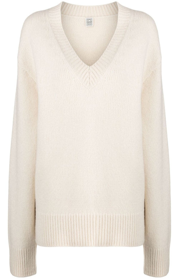 Load image into Gallery viewer, Dropped-shoulder V-neck jumper