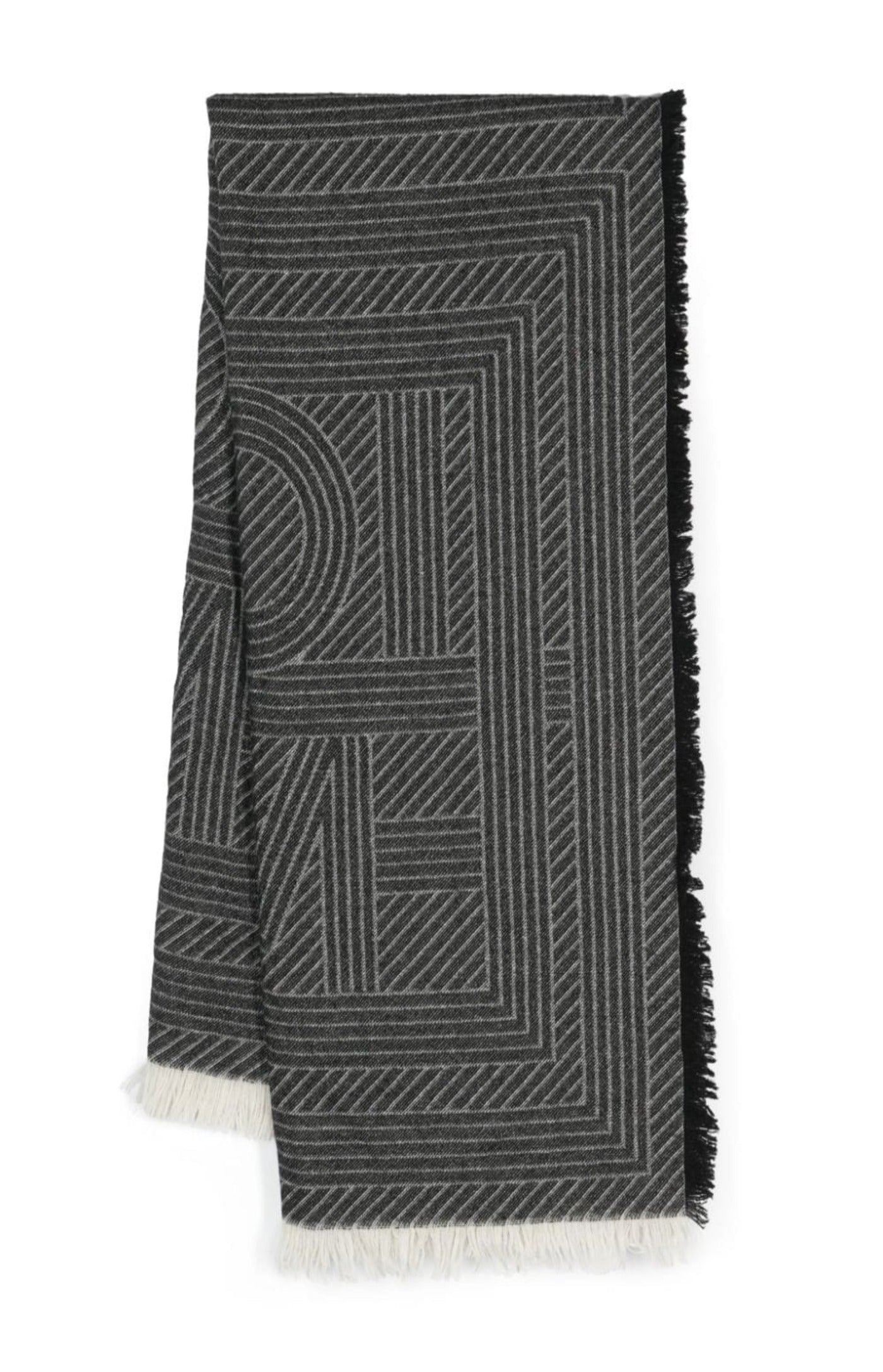 Cargar imagen en el visor de la galería, Monogram-jacquard striped fringed scarf