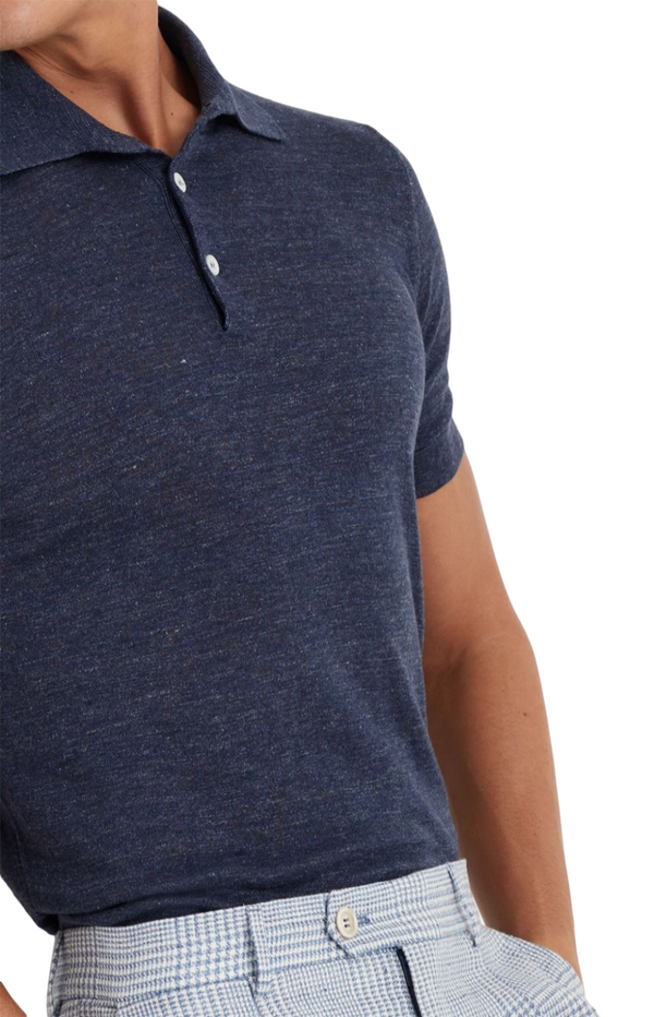 Load image into Gallery viewer, Ribbed-collar slub-texture polo shirt