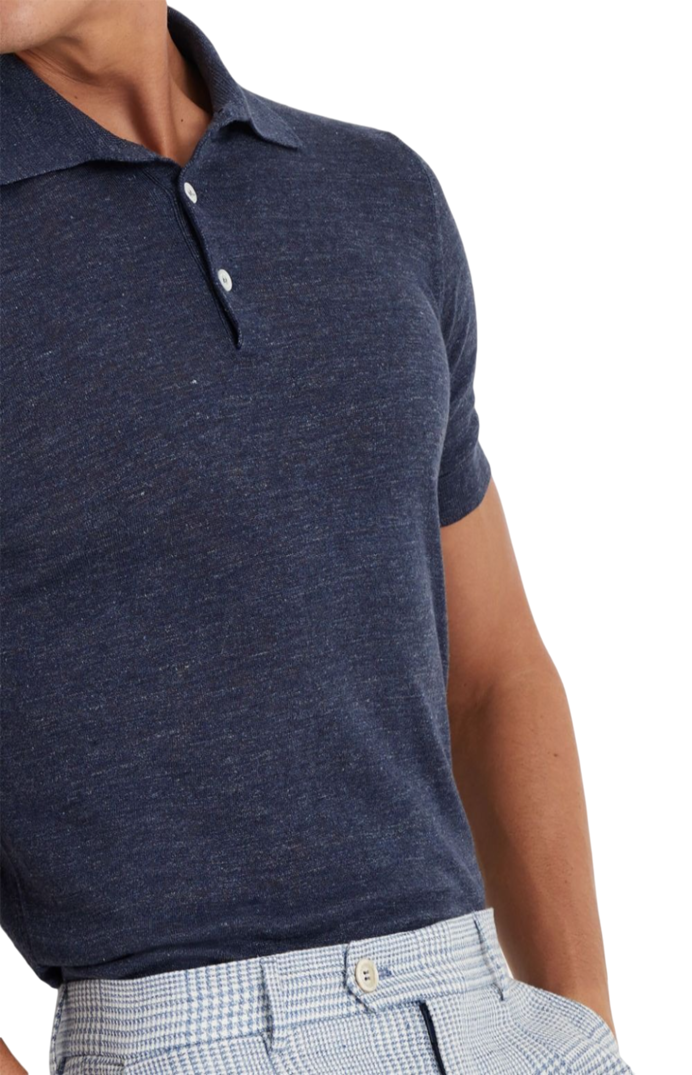 Cargar imagen en el visor de la galería, Ribbed-collar slub-texture polo shirt
