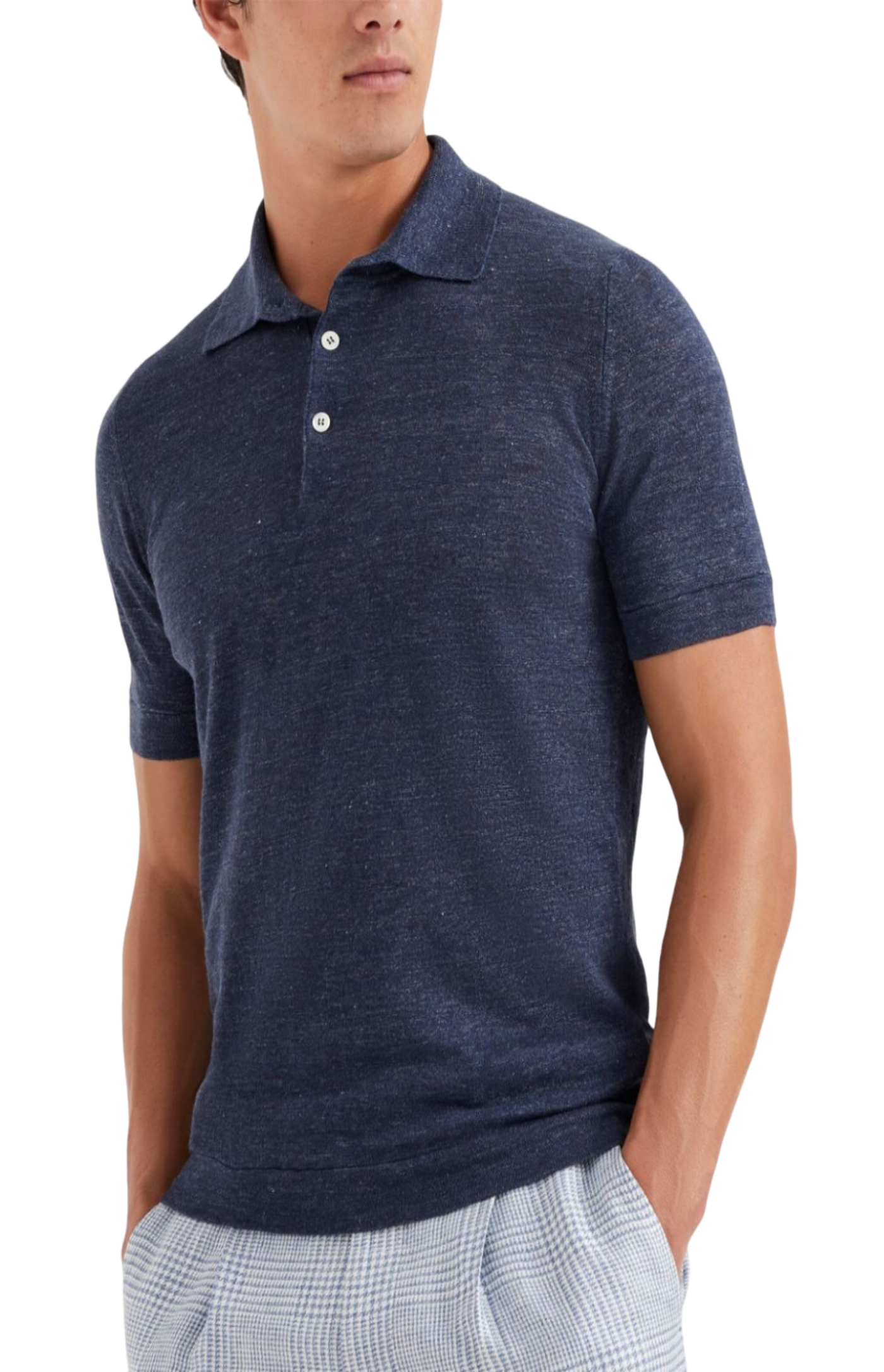 Cargar imagen en el visor de la galería, Ribbed-collar slub-texture polo shirt