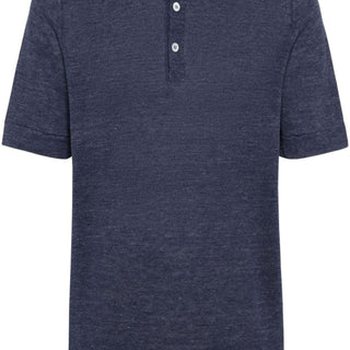Ribbed-collar slub-texture polo shirt