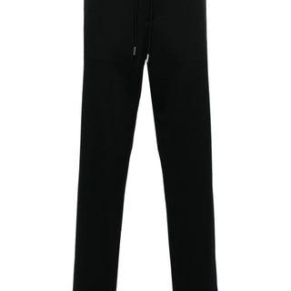 Logo-patch drawstring tapered trousers