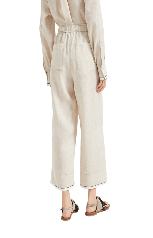 Load image into Gallery viewer, Brunello Cucinelli Linen Baggy Cropped Trousers With Shiny Cuffs