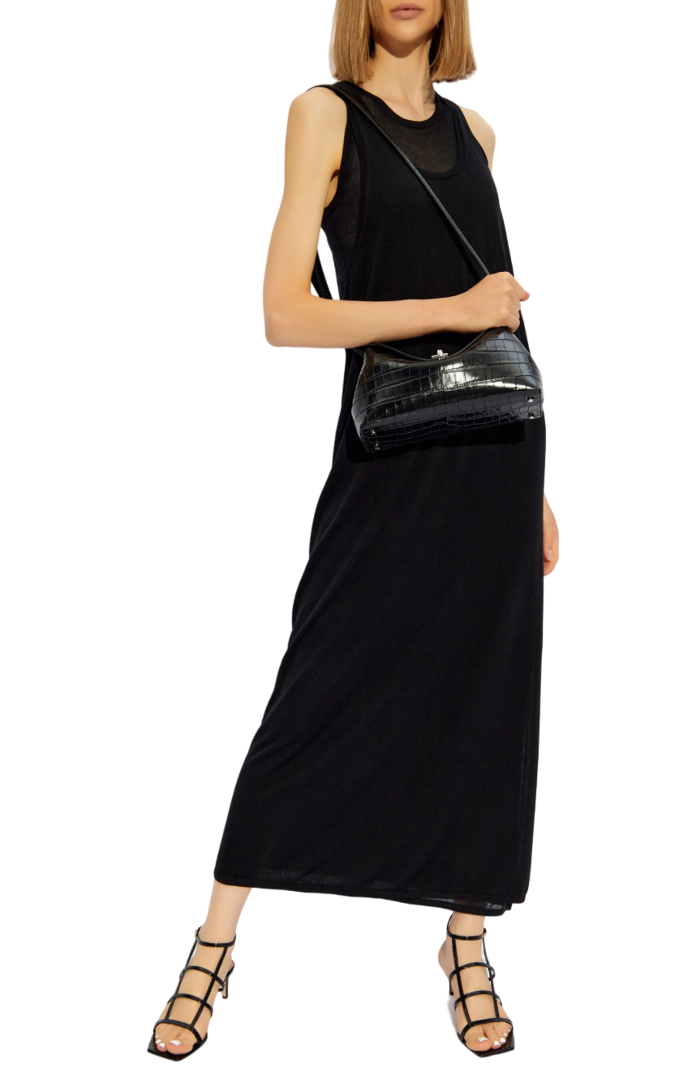 Cargar imagen en el visor de la galería, Layered knit tank dress black