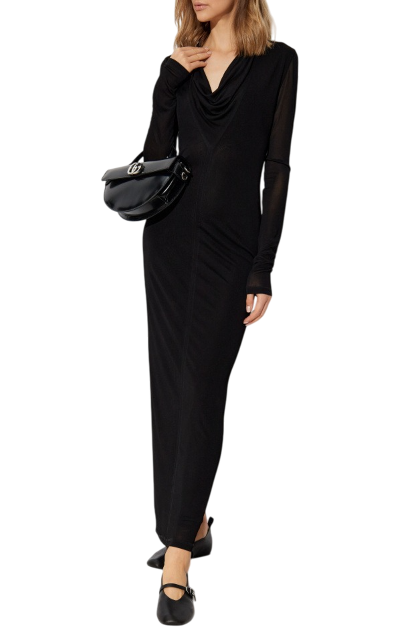 Cargar imagen en el visor de la galería, Draped V-neck dress black
