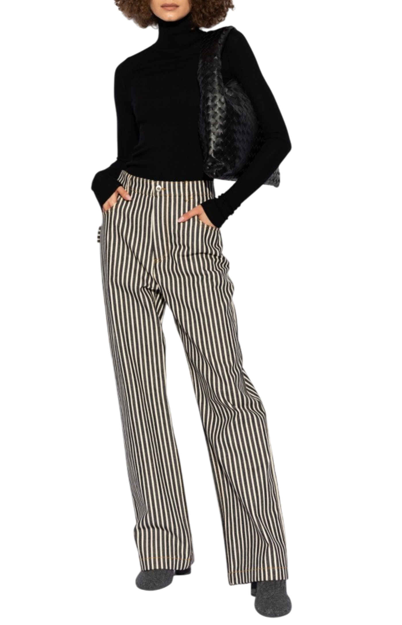 Cargar imagen en el visor de la galería, Black turtleneck wool sweater