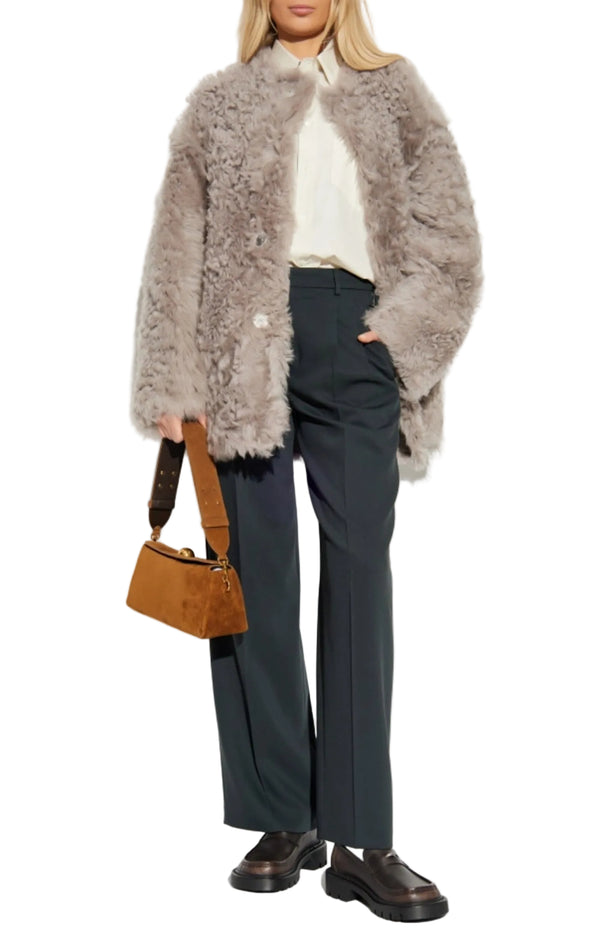 Load image into Gallery viewer, Ami Alexandre Mattiussi Grey Shearling coat