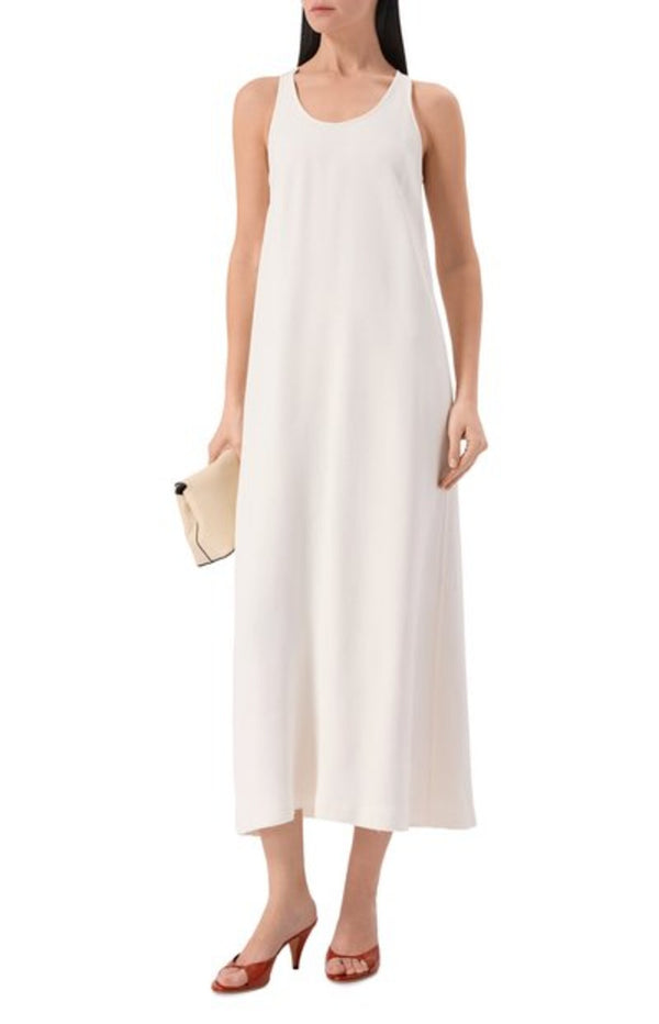 Load image into Gallery viewer, White Crewneck Viscose Dress