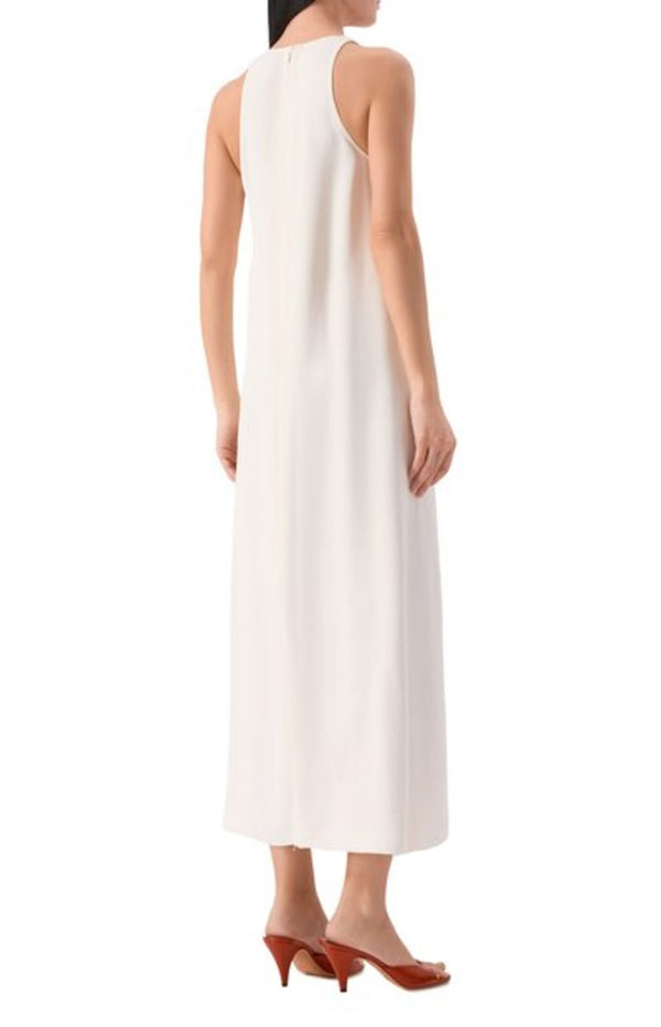 Load image into Gallery viewer, White Crewneck Viscose Dress
