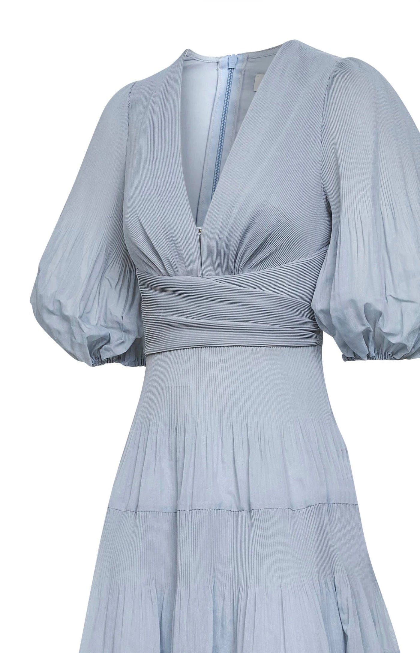 Cargar imagen en el visor de la galería, Steel blue pleated midi dress
