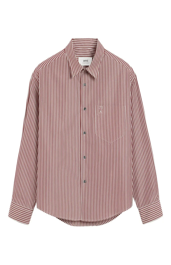 Load image into Gallery viewer, Ami De Coeur embossed striped cotton boxy shirt