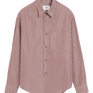 Ami De Coeur embossed striped cotton boxy shirt