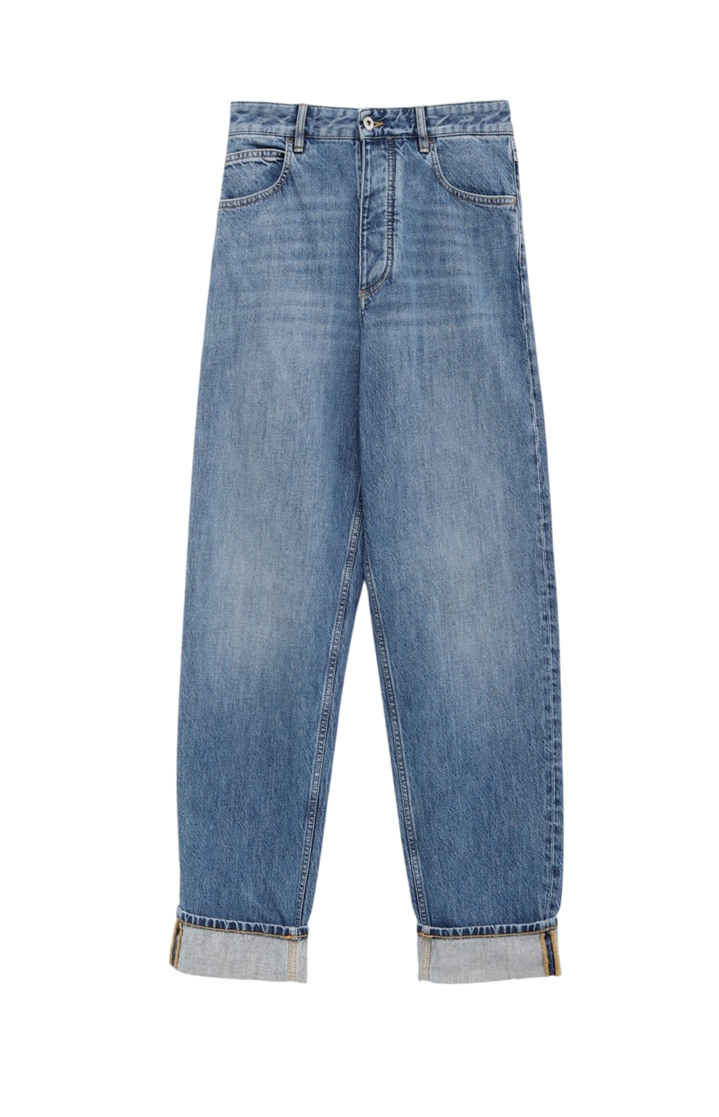 Cargar imagen en el visor de la galería, Vintage indigo denim turn-up hem trousers