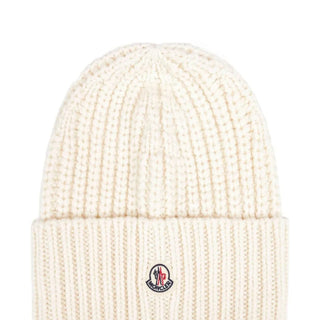 Ribbed logo-patch beanie