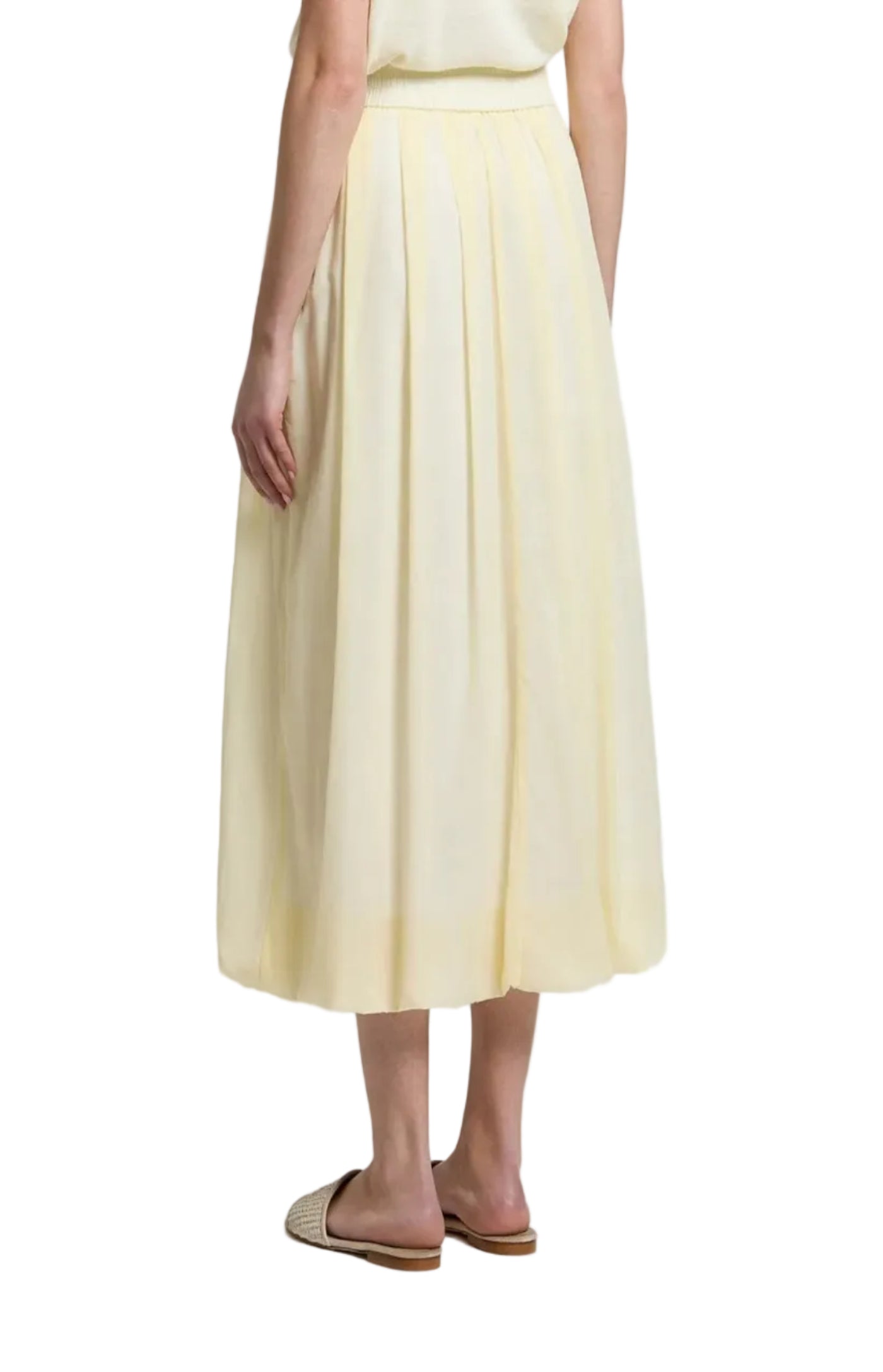 Cargar imagen en el visor de la galería, Midi pleated elasticated-waist skirt