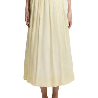 Midi pleated elasticated-waist skirt